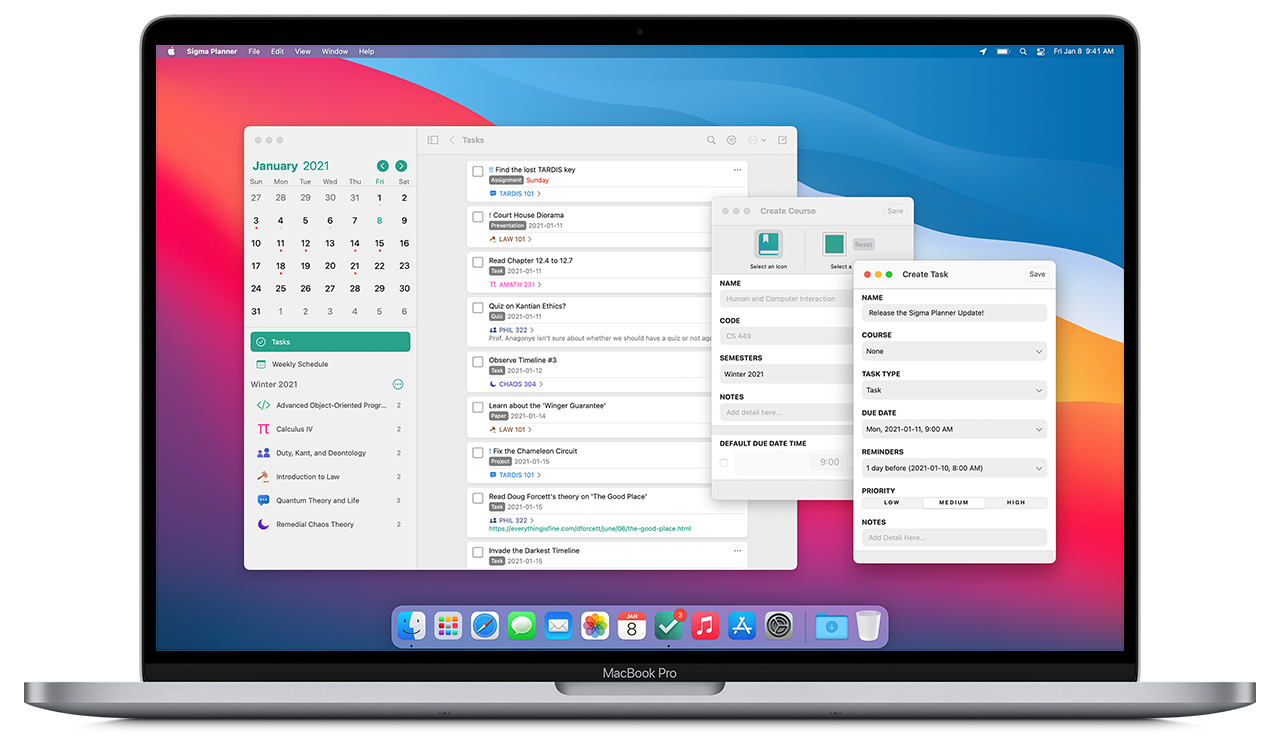 Sigma Planner screenshots on Mac